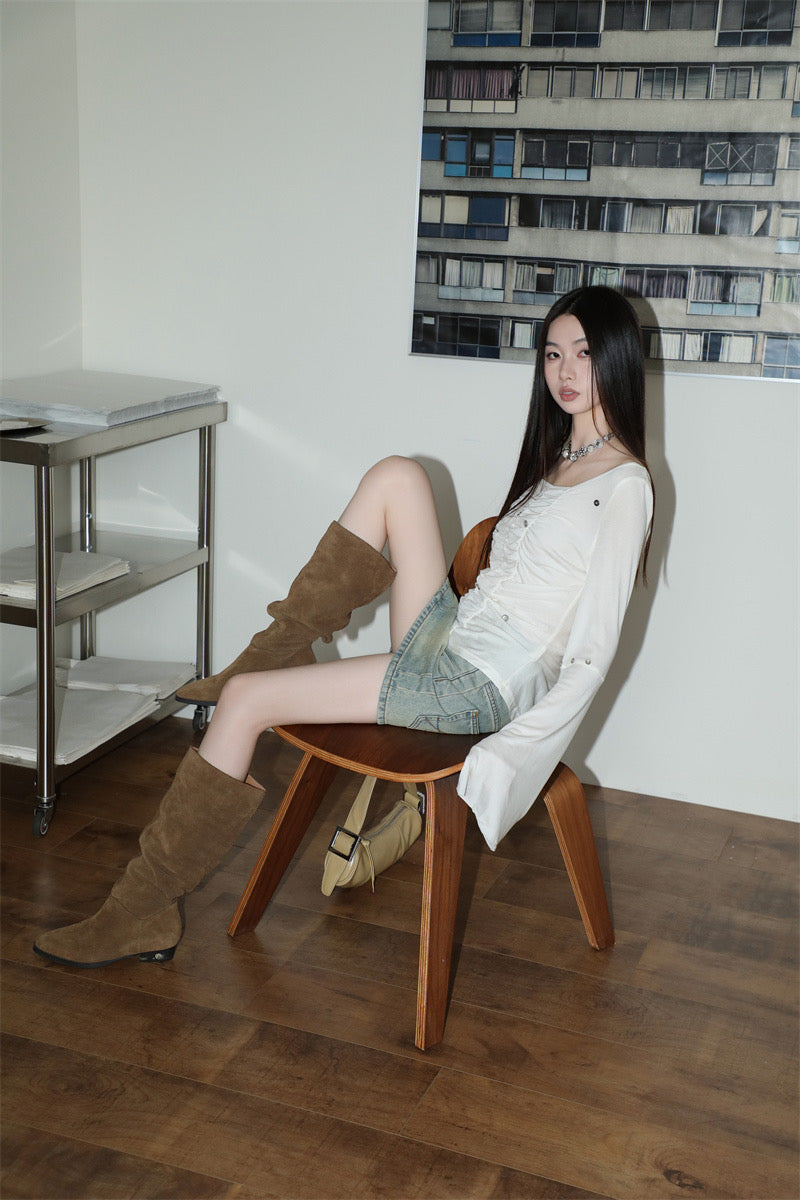 Rhinestone Long Sleeve Blouse