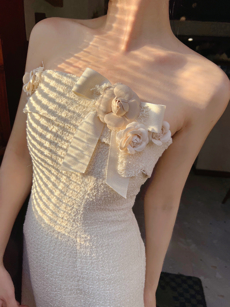 Beige So Rose Midi Dress