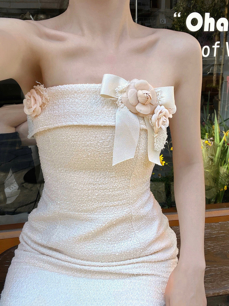 Beige So Rose Midi Dress