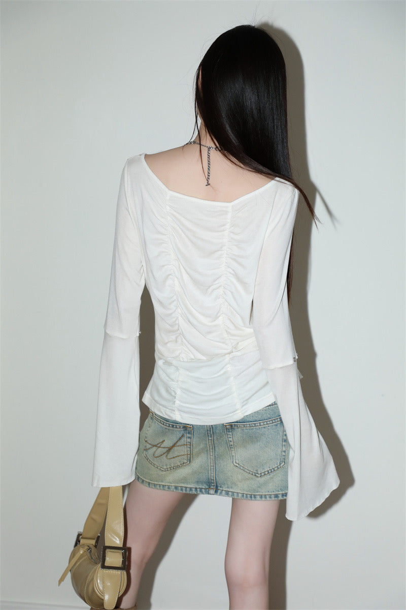 Rhinestone Long Sleeve Blouse